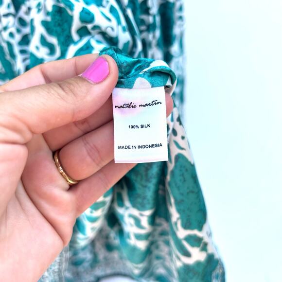 Natalie Martin Briana Maxi Silk Dress Long Geranium Jade Turquoise XS Small - Picture 10 of 10